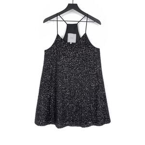 PEARL by Georgina Chapman of Marchesa Sequin Racerback Mini Dress Black 12